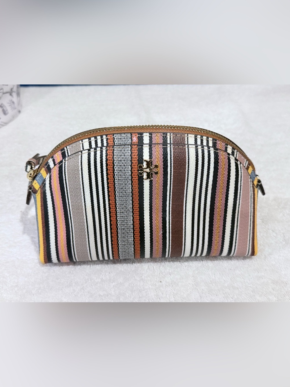 Tory Burch Striped Multi-Color Women's Dome Cosmetic Pouch